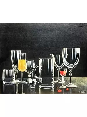 A Set Of Glasses | Oil On Canvas | By Jolly Agarwal