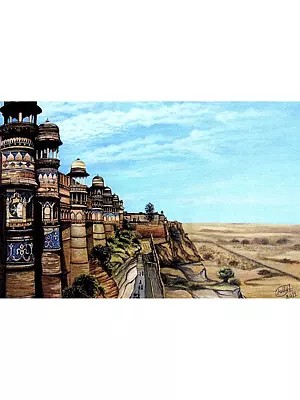 Beautiful Gwalior Fort | Acrylic On Paper | By Jolly Agarwal