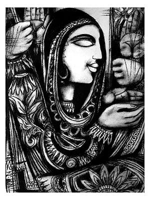 Power And Beauty | Charcoal On Paper | By N P Pandey