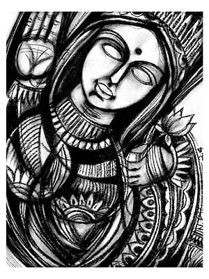 Empower - The Goddess | Charcoal On Paper | By N P Pandey