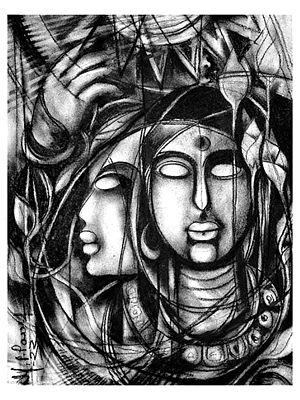 Nature And Beauty | Charcoal On Paper | By N P Pandey