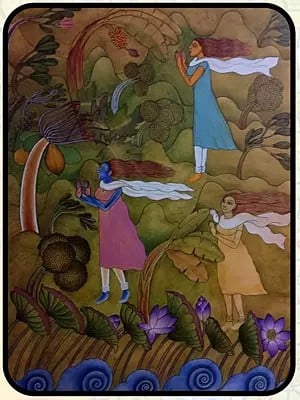 Three Women In The Wind | Acrylic On Canvas | By Pramod Neelakandan