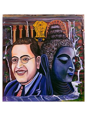 Dr. B. R. Ambedkar With Gautam Buddha | Oil On Canvas | By Devidas Bagade