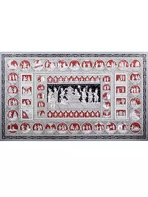 Ram Darbar - The Story Of Ramayana | Natural Stone Color On Handmade Canvas | By Sachikant