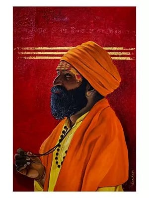Sadhu In Meditation | Oil And Acrylic On Canvas | By Sanskaar Singh