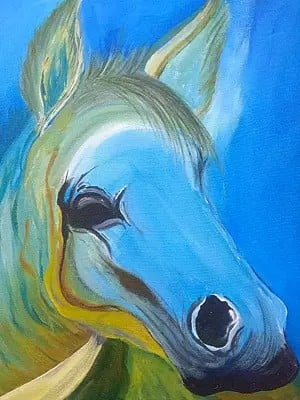 Blue Horse | Acrylic On Canvas | By Kashiram Kharde