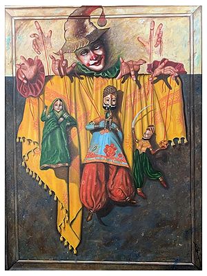 Joker And Puppets | Oil On Canvas | By Dinesh Kumar
