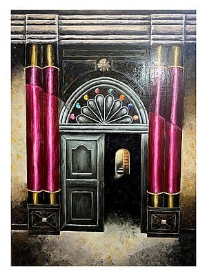 Old And Traditional Indian Door | Oil On Canvas | By Dinesh Kumar