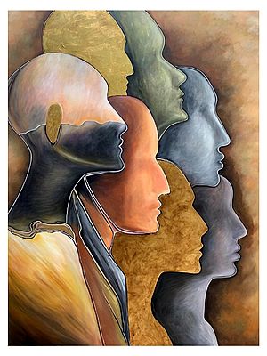 Multi-Person Head Portrait Modern Art | Oil On Canvas | By Dinesh Kumar