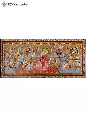 Lord Krishna Saves His Bhakta Draupadi in The Mahabharata | Pattachitra Painting From Odisha