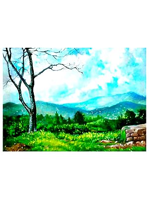 Mountains With Blue Sky-Landscape | Oil On Canvas | By Dipa Talukder