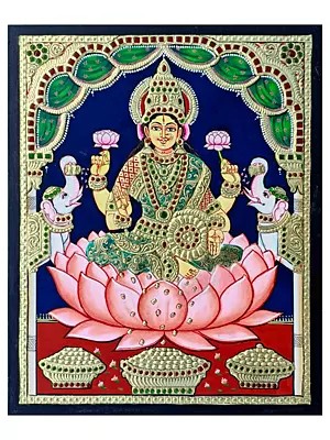 Mahalakshmi Tanjore Painting | Traditional Colors with 22K Gold