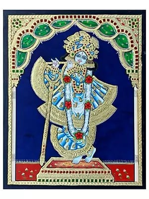 Lord Krishna | Tanjore Painting | Traditional Colors with 22K Gold