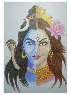 Ardhanarishvara | Pencil Color | By Deepika