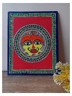 Sun in Madhubani Art | Acrylic on Canvas | By Rina Patwa