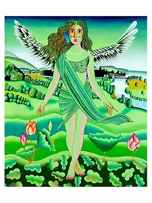 Green Angel | Acrylic On Canvas | By Kattakuri Ravi
