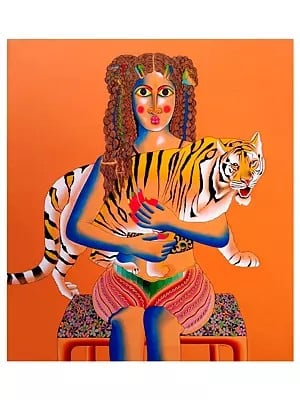 Tiger And Sweety | Acrylic On Canvas | By Kattakuri Ravi