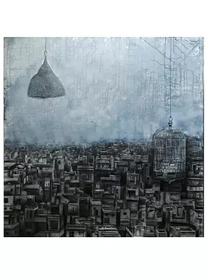 World Moving Towards Cage | Mix Media On Canvas | By Ramesh Talabathula