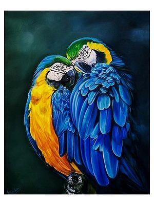 Macaw Couple  | Acrylic On Canvas | By Deeksha Chauhan