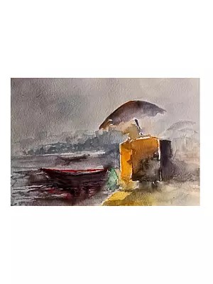 An Evening At Ghat | Watercolor On Paper | By Raj Kumar Singh