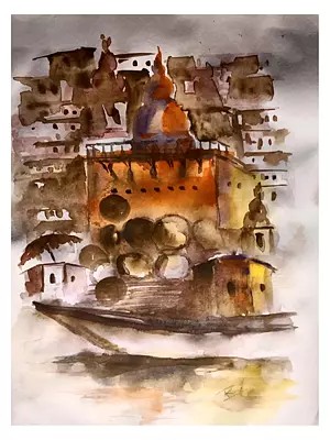 A Religious Ghat | Watercolor On Paper | By Raj Kumar Singh