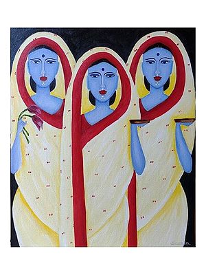 Three Worshippers | Oil On Canvas | By Namrata Dey
