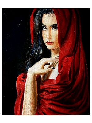 Red Veil of Woman | Oil on Canvas | By Namrata Dey