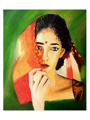 Woman In Half Veil | Oil On Canvas | By Namrata Dey