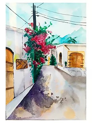 Spring Season in The Town | Watercolor on Canvas | By Swati Tripathi