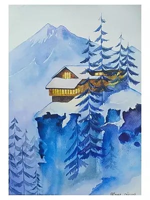 Snow Mountain in The Winter | Watercolor on Canvas | By Swati Tripathi