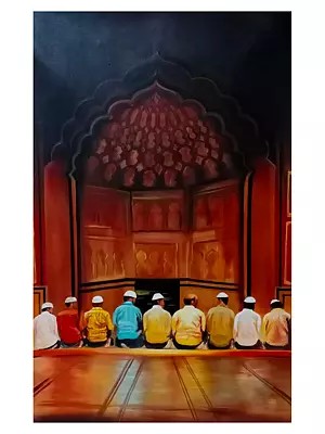 Namaz In Mosque | Acrylic On Canvas | By Sarans Guruvayur