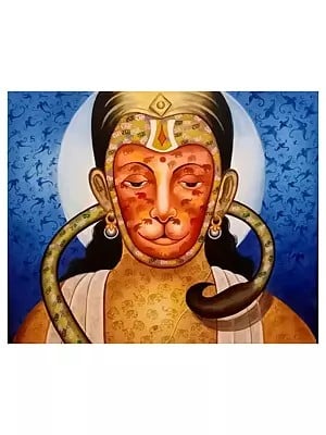 Hanuman In Dhyana Of Lord Rama | Acrylic On Canvas | By Sarans Guruvayur
