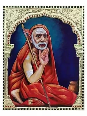 Mahaperiyava | Tanjore Painting | Traditional Color With 22K Gold Work
