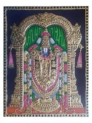 Lord Balaji Tanjore Painting | Traditional Color With 22K Gold Work