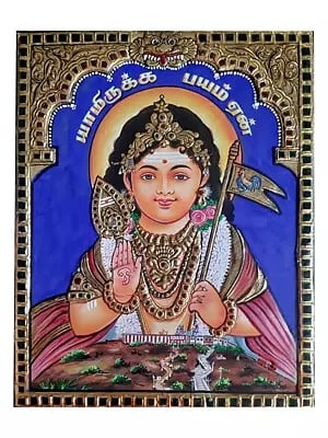 Lord Murugan | Tanjore Painting | Traditional Color With 22K Gold Work