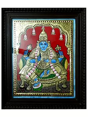 Dhanvantari Tanjore Painting | Traditional Color With 22K Gold Work | With Frame