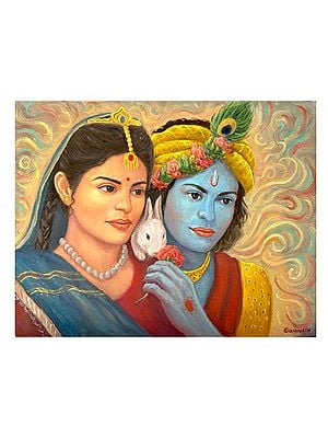 Radha Krishna | Oil on Canvas | By Somnath Harne
