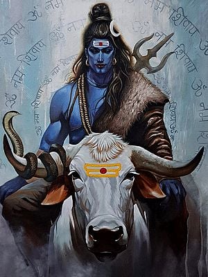 Lord Shiva Seated on Nandi | Acrylic On Canvas | By Sanchita Agrahari