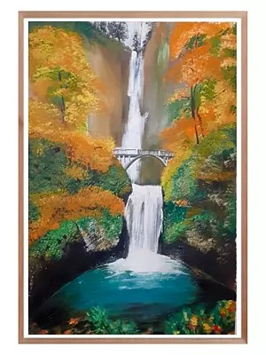 Multnomah Falls | Acrylic on Canvas | By Jyoti Rathore | Without Frame