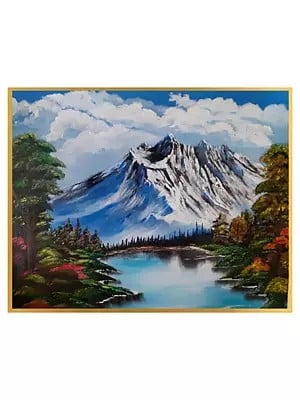 Mountain Lake | Acrylic on Canvas | By Jyoti Rathore | Without Frame