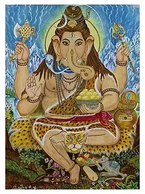 Lord Ganesha In Shiv Look | Acrylic On Paper | By Mohit Yadav