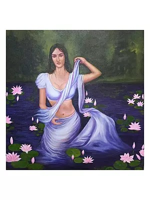 Arunika - Lady In The Pond | Acrylic On Canvas | By Shreya Chichbankar
