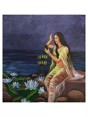 Madhunisha - Seated By The Lake | Acrylic On Canvas | By Shreya Chichbankar