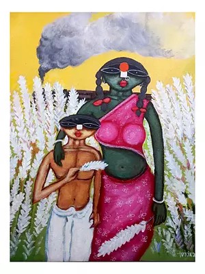 Bond Of Mother And Son | Acrylic On Canvas | By Tuhin Rakshit