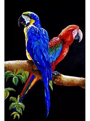 Parrots | Acrylic On Canvas | By Maliya Pandey
