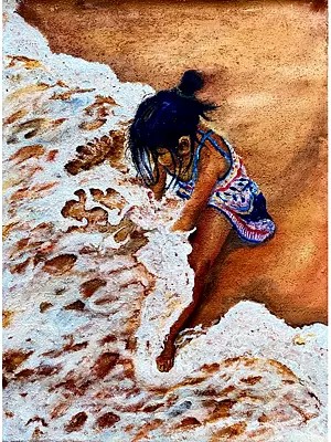 Girl On The Beach | Acrylic On Canvas | By Maliya Pandey