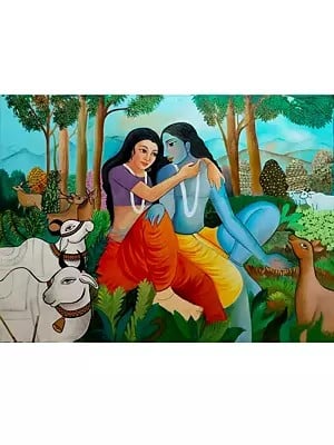 Radha Rani With Lord Krishna | Oil And Mixed Medium | By Niva