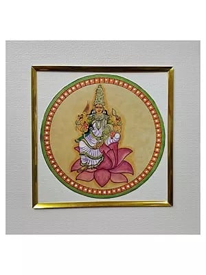 Maa Lakshmi Ganjifa-style Painting | Natural Colors on Paper | By Babita