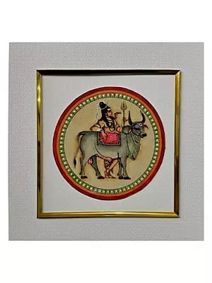 Ganjifa-style Painting of Lord Mahadev | Natural Colors on Paper | By Babita