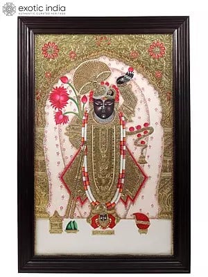 Super Large Size Shrinath Ji | Framed Tanjore Painting | Traditional Colors with 24 Karat Gold